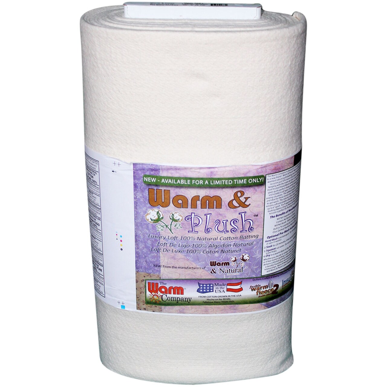 Warm Company Warm & Plush Cotton Batting BTY-Crib Size 45"X10yd